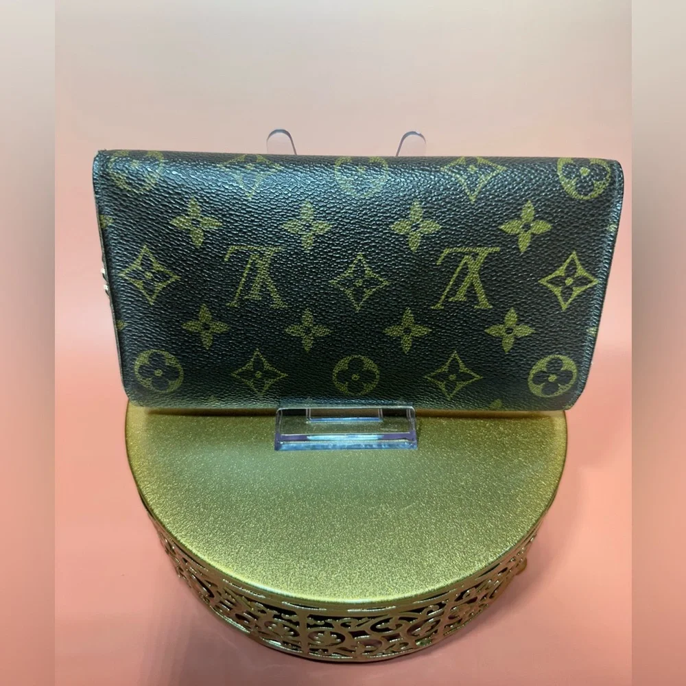 Louis Vuitton Long Leather Wallet in Brown Monogram